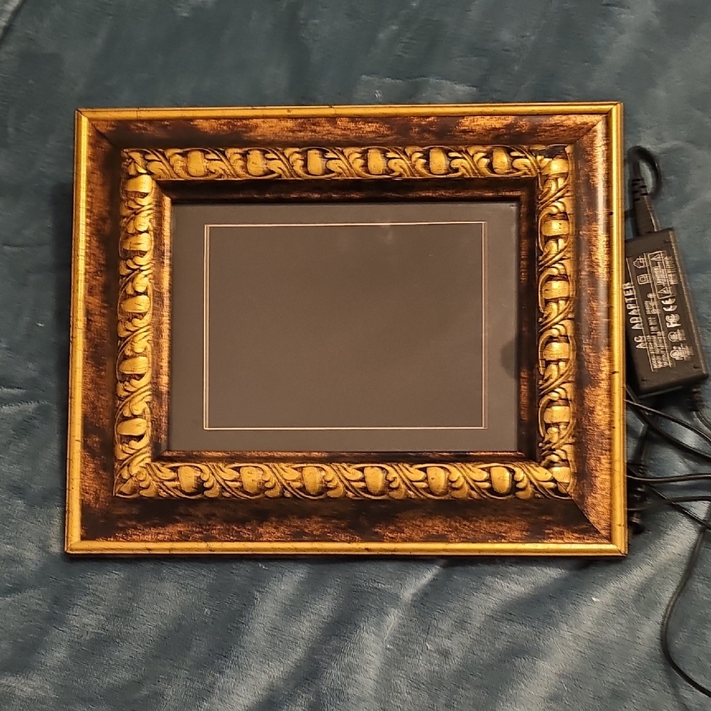 SOLD - Ornate Gold and Black Picture Frame